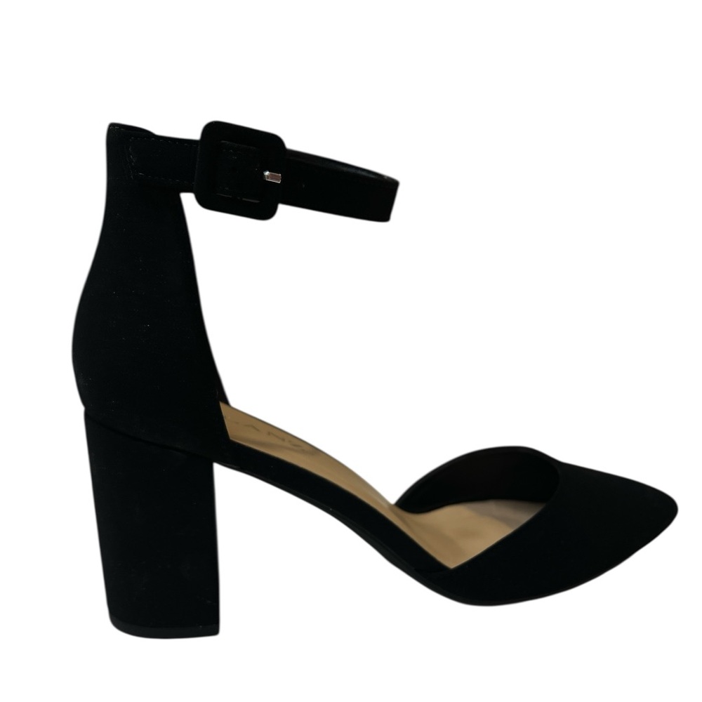 Solanz D'Orsay Pump, Block heel, pointed‎ toe, Faux suede,Black, Size 7.5, NWOB